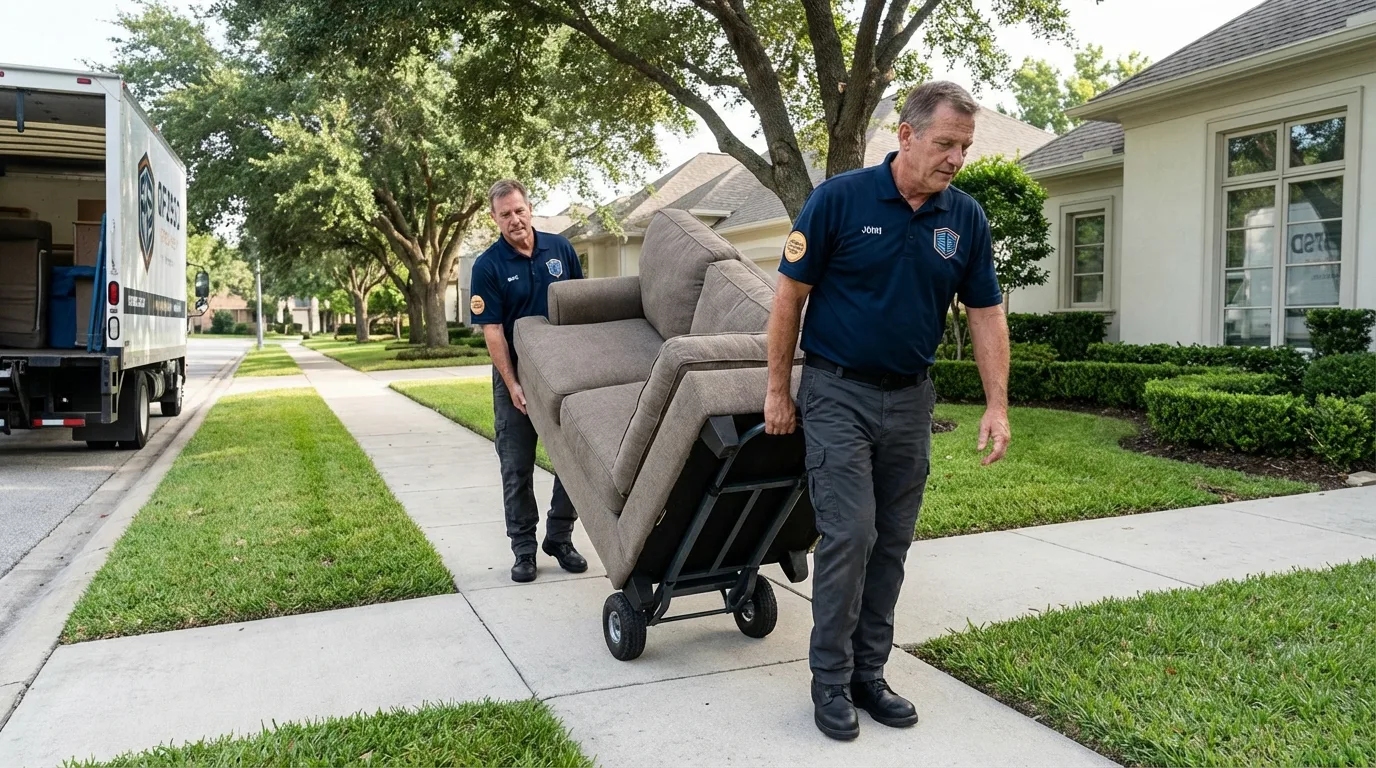 Local residential moving crew loading furniture in York, NE